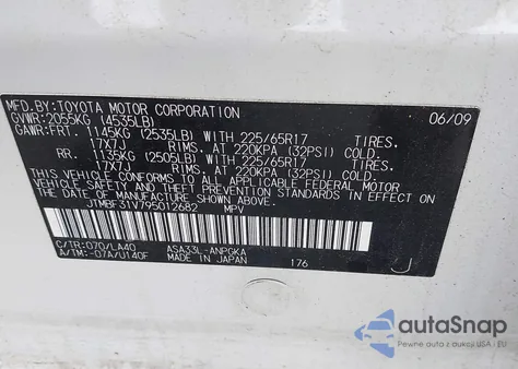 2009 Toyota Rav4 Limited from USA, damaged, VIN JTMBF31V795012682